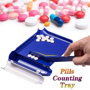 Plastic Pill Counting Tray Pills Counter with L Spatula Counter Meds Pills Tablets With Spatula Pharmacy Right Hand Pill Counter For Counting Medications Trays