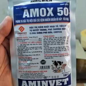 Amox 50% 100g phân xanh trắng tụ huyết trùng gà heo trâu bò...