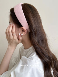 Korean Style Wide Version Hairband Womens High Forehead Outdoor Wearable Washing Face Hair Clip Simple Cream Color Adult Fashion Accessory