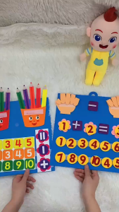 Felt Board Finger Counting Math Toy Numbers Kids Montessori Learning Educational Mainan Kira
