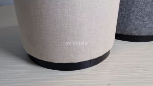 Univio Canvas Luxury Round Black Ottoman Stool Kursi Pouf Bulat Kanvas