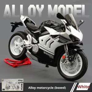 Customized Version 1:10 Ducati V4S Alloy Motorcycle Model Sound Light Diecast Simulated Miniature Toy Collect Kid Birthday Gift