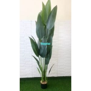 Pohon Artificial Tanaman Hias Daun Heliconia T210 Latex Pot Dasar Hitam Dekorasi Kantor