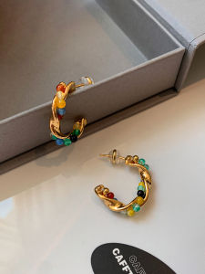CAFFTI | Dopamine Natural Stone Colorful Silver Earrings