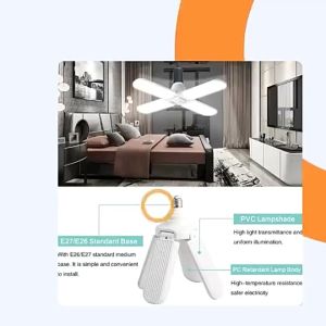45W LED Foldable Fan Blade Angle Adjustable Light Bulb Ceiling Lights 3 Blade Led Bulb Lights Indoor