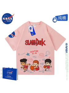 NASA Collaboration Boys เสื้อยืดผ้าฝ้ายแขนสั้นฤดูร้อนการ์ตูนแอนิเมชั่นสไตล์ Cool กีฬาสวมใส่สบายๆสําหรับเด็ก
