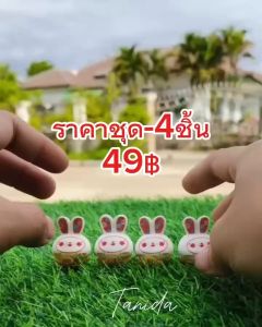 *ราคาชุด-4ชิ้น* กระต่าย ตุ๊กตาบอนไซทำจากเรซิ่นตกแต่งสวนรูปสัตว์น่ารักสุดสร้างสรรค์ของตกแต่งโต๊ะขนาดเล็ก E