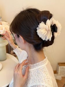 เข็มขัดผมผ้าตาข่ายปักลายดอกไม้สไตล์หวานและหรูหราสำหรับฤดูใบไม้ผลิและฤดูร้อน พร้อมกิ๊บติดผมแบบทันสมัย ​​ชุดแต่งผมสีพื้น