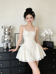 Luxurious Elegant Lace Strap Dress Slim Waist