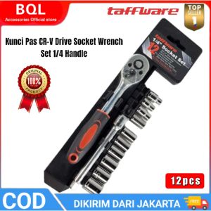 Kunci Set Taffware Kunci Pas CR-V Drive Socket Wrench Set 1/4 Handle 12 PCS kunci pas crv drive socket 12 pcs kunci pas 1 set lengkap 1 box bengkel set kunci pas lengkap motor dan mobil