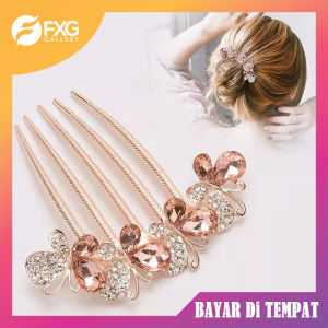 FXG Mahkota Rambut Sirkam Mutiara Cantik Tusuk Konde Sanggul Wanita Korea MHT08