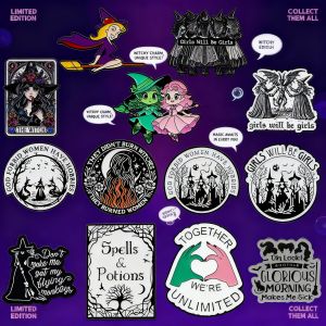 Bandai | Black White Witch Quote Brooch Pin Clothing Bag Accessory Enamel Hot Selling Alloy Badge