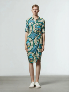 Retro Silk Knot Waist Casual Dress