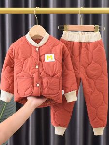 Thickened Cotton Jacket Set for Baby Boys Inner Warm Coat Lined Outerwear Easy to Wear And Comfortable to Put on Spring Autumn Winter