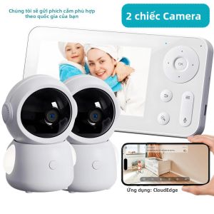 Máy Theo Dõi Trẻ Em WiFi 2K Camera 3MP Với Màn Hình Điều Khiển Bằng Ứng Dụng Phát Hiện Chuyển Động Và Khóc Theo Dõi AI Tầm Nhìn Ban Đêm 4.3 Điện Thoại Trẻ Em Không Dây