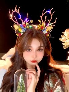 ที่คาดผมคริสมาสต์ ที่คาดผมเขกวางเรนเดีย มีไฟLED ปรับระดับได้3ระดับดอกไม้ เขากวาง พร้อมส่งในไทยค่ะ