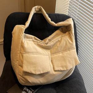 Casual Canvas Satchel Bag Multi-Pocket Single-Shoulder Crossbody Bag for Students Going to Class Fashionable Large Bag