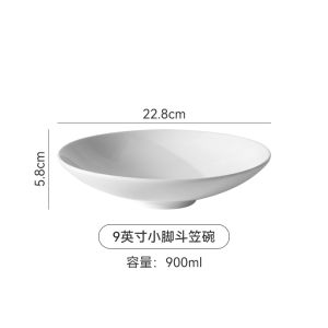 Matte Black White Small Footed Bowl Cold Dish Plate Creative Salad Bowl Wide Mouth Noodles Mixing Bowl Shallow Soup Dish