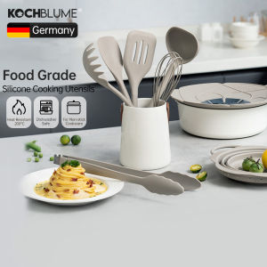 Kochblume Silicone Bộ dụng cụ nấu ăn dùng cho thực phẩm Silicone chịu nhiệt không dính thìa bếp muỗng nồi Skimmer colander morandi grey loạt