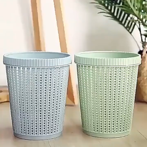 Stylish Circular Storage Bin with Hollow Out Design Ideal for Household Garbage and Recycling