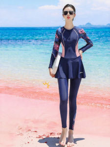 XTEP | Conservative Slimming Long Sleeve Long Pants One-Piece Swimsuit for Swimming Training Surfing Diving