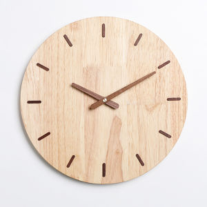 Solid Wood Clock Scandinavian Wall Clock Living Room Hanging Wall For Home Modern Simple Personality Creative round Clock Wall Clock
