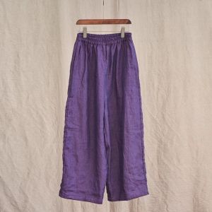 Summer Loose Straight Leg Cotton Linen Nine Points Weave Casual Pants High Comfortable Waist Wide Leg Commute Style Womens Jeans