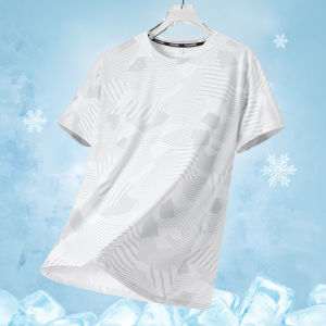 Summer Short-Sleeved T-Shirt Thin Ice Silk Sports Leisure Printed Top Half-Sleeved Comfortable Breathable Mens Printed Tee