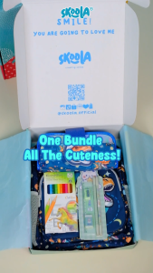 Skoola Tas Sekolah Anak TK Laki Laki Dan Tempat Pensil Dino Set Free Gift - Joly Kids