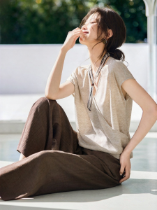 MOHANYIMEI | New Summer V-neck Cross-front Blouse and High-waisted Wide-leg Pants Office Suit