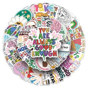 50/100PCS Mental Health Motivational Phrase Theme Stickers Cartoon Graffiti Decal DIY Phone Fridge Helmet Laptop Car Stickers