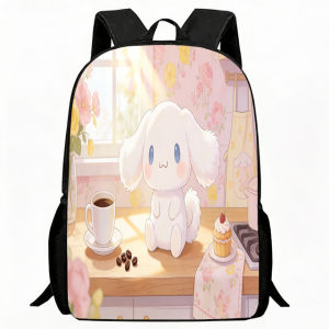 Sanrio | Kids Bag Cute Cartoon Dog Print Backpack Floral Kitchen Coffee and Cake Scene Design Adjustable Lightweight Breathable School Ba