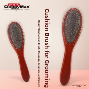 DoggyMan | Wooden Long Handle Steel Pins Pet Grooming Brush