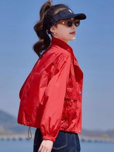 OUCAO | Red Lightweight Sun Protection Jacket Summer Fashion