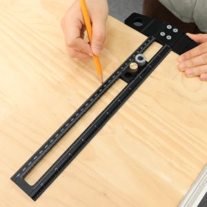 300/500MM Woodworking 2 in 1 Drilling Positioning Scoring Ruler - Adjustable T Square - Aluminum Scriber Marking Gauge Tool
