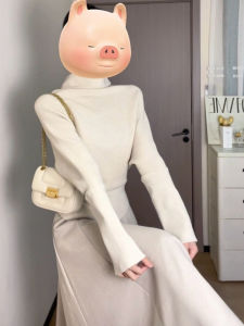 CHANGTONG | Elegant Stylish Outfit High-quality Soft Style Knit Sweater and Midi Skirt Two-Piece Set