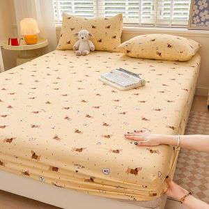 Dansunreve Washed Cotton Fitted Bedsheet Single/Super Single/Queen/King Bed Sheet Florl Cartoon Printed Mattress Cover