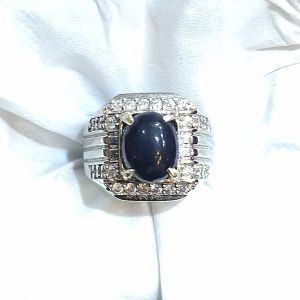 Cincin Batu Permata Black Opal Afrika Super Premium dan Super Mewah Dim 8x10