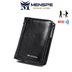 MENSPE Fashion Short Wallet RFID Anti Theft Brush Retro Wallet Business Wallet PU Wallet Multi-Card Position Wallets Travel Purses Zipper Coin Pouch ID Credit Cards Holders