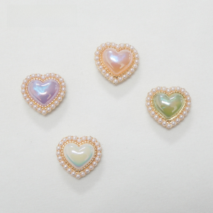 MKOP High-End Shoe Accessories: Metallic Pearl Heart Shoe Buckle with Croc/Cross Compatibility for Fashionable Footwear