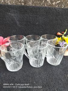 CANGKIR KACA ELEGAN CANTIK(6pcs)