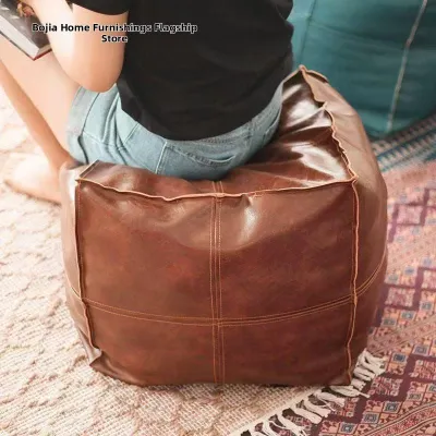 BOJIAJIAJU | Multi-functional Leather Pouffe Storage Stool