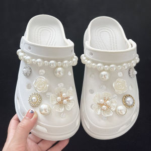 Crocs Accessory Pearl Chain Decorative Shoe Buckle High-End Sensation Small Fragrance Style Adorable Hole Shoe Accessories