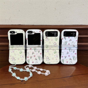 Tulip Rabbit Silicone Phone Case for ZFlip6 Foldable Screen Protection Womens Style Creative Cartoon Anti-Fall Soft Shell