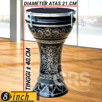 Calti Darbuka Dumbuk Pinggang 6 & 8 Inch Hitam Silver Mika Hitam