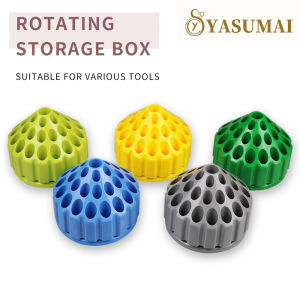 Yasumai 360° Rotary Engraving Tool grinding Head Needle Storage Box Stainless Steel Base 35 Hole Grinding Tool Organizer