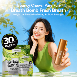 【Halal】WRIGHT LIFE Ejection Candy Lozenges With 30 Billion Probiotic Long Lasting Breath Fresh Mint Sweets Sugar Free