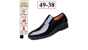 Giày tây lười SAHA125 big size 49 48 47 cỡ to 46 45 giầy da công sở không dây đen bóng âu đẹp cao cấp hàn quốc mũi tròn