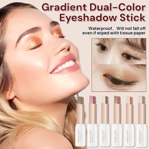 Velvet Gradient Dual-Color Eyeshadow Stick Glitter Shimmer Eye Shadow Stick Waterproof Sweatproof Lazy Eyeshadow Makeup