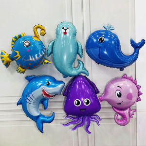 Q Version Ocean Balloon under the Sea Total Mobilization Squid Dolphin Star Seal Crab Aluminum Foil Balloon Cartoon Pattern